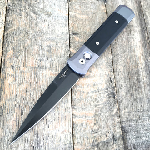 Protech Godfather Knife Gray w/ Black G10 (4" Black Plain) 900BT