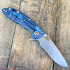 Hinderer Knives XM-18 Recurve Flipper Knife Translucent G-10 (3" Stonewash, Blue Ti) - GearBarrel.com