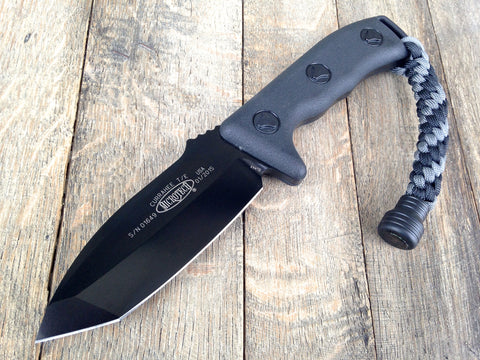 Microtech Currahee Tanto Fixed Blade (4.5" Black Plain) 103-1BL