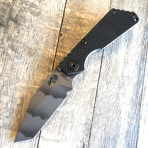 Strider SnG Black Flat Folding Knife (3.5" Tanto Cerakoted)