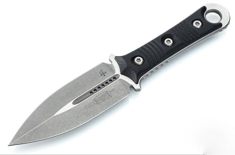 Microtech Borka SBD Dagger Fixed Blade Knife Black G-10 (4.37" Stonewash) 201-10