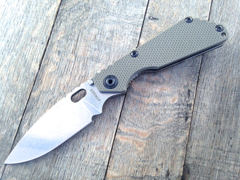 Strider SnG Green G-10 Flamed Ti (3.5" Stone Washed)