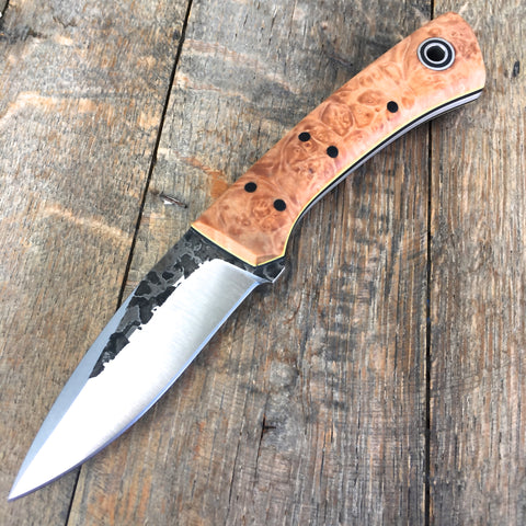 Fiddleback Forge: Bushboot - Maple Burl - Black / Yellow Liners - A2 Steel
