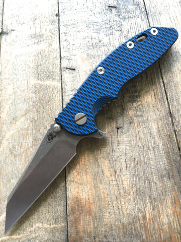Hinderer Knives Fatty XM-18 Wharncliffe  Black & Blue (3.5" Stonewashed Finish) Blue Ano.