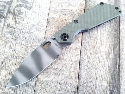 Strider SnG Green G-10 Folding Knife (3.5" Tiger Stripe Plain)