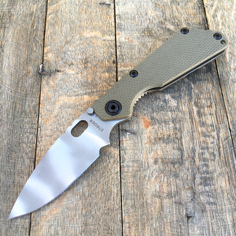 Strider SnG Green Flat Knife (3.5" Ghost Striped) OD Green