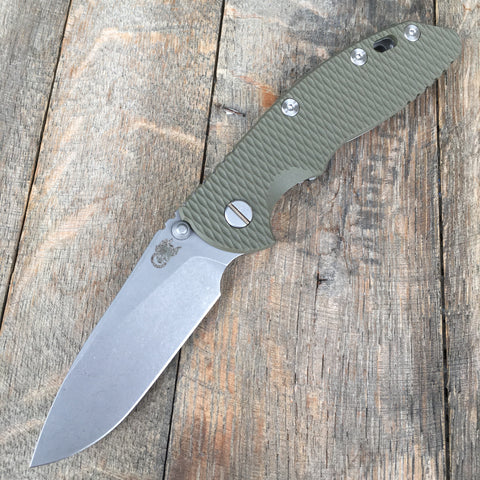 Hinderer Knives 3.5" XM-18 Slicer Non-Flipper -OD Green G-10  Working Finish