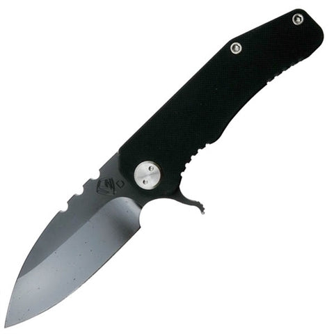 MEDFORD KNIFE & TOOL MK01DP-08TM 187F G-10/TUMBLED TITANIUM FLIPPER  KNIFE, D2 BLACK BLADE