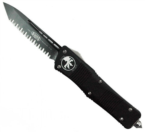 Microtech Troodon Tanto OTF (Black Two-Tone Full Serrated) 140-3