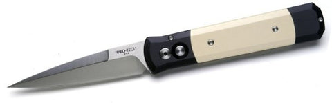 Protech Godfather Automatic Knife Ivory Micarta Tuxedo (4" Satin) 951