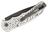 Pro-Tech TR-5.62 Custom AUTO Folding Knife 3.25" Black DLC Blade, Silver Aluminum Handles with Skull Inlay, Pearl Button