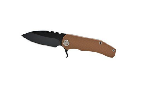 Medford Knife 187F Flipper Knife Brown G-10 (3.4" Grey/Black PVD )
