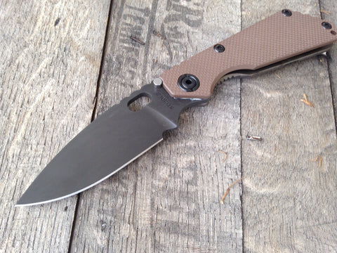Strider SnG Coyote G-10 Folding Knife (3.5" Black Plain)