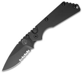 Strider + Protech SnG Automatic Knife Solid Black Aluminum (3.5" DLC black Serr) 2404
