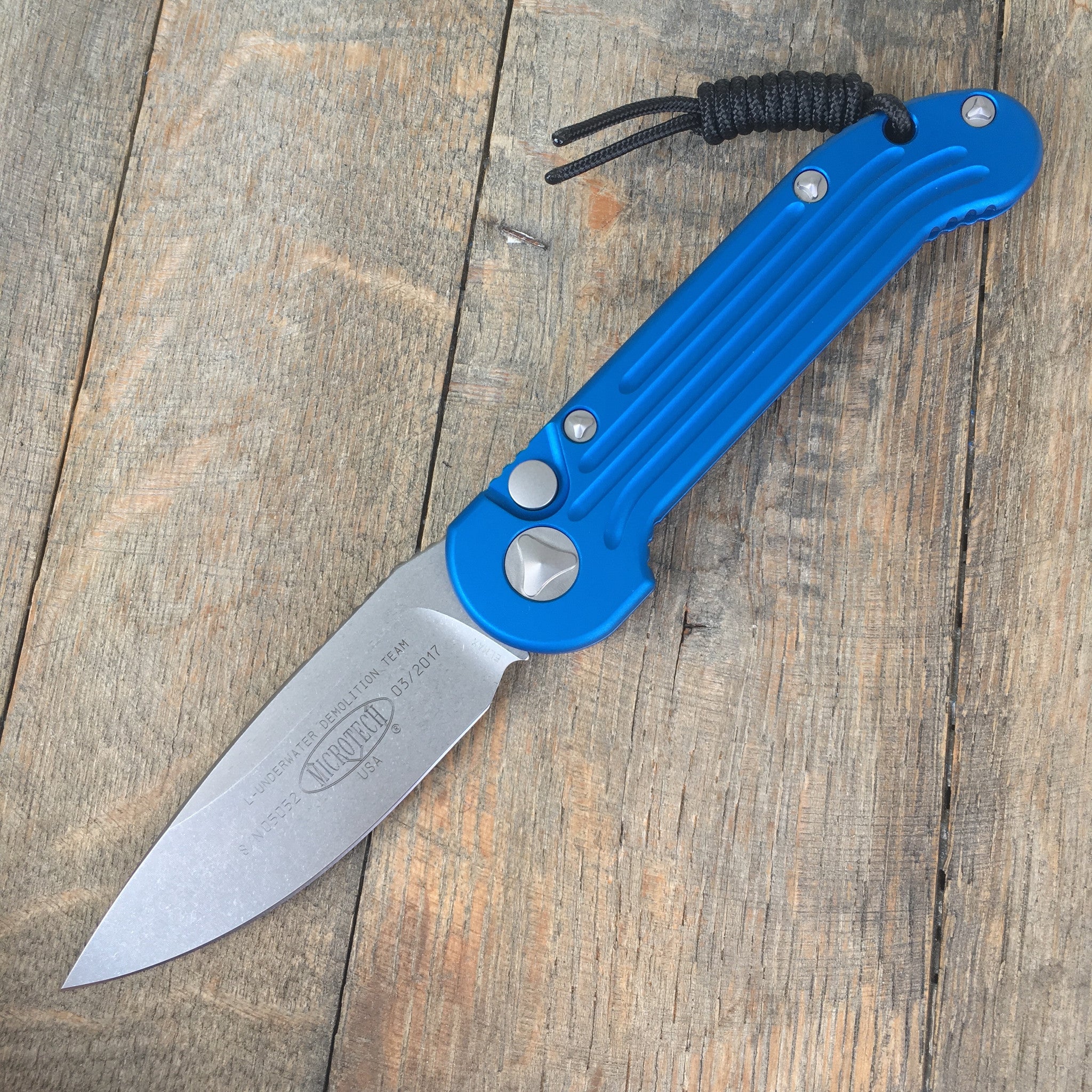 Microtech LUDT Tactical Auto (3.4" Stonewashed) 135-10BL - GearBarrel.com