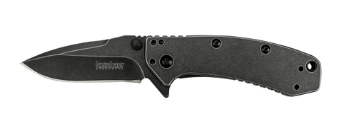 Kershaw Cryo BlackWash Spring Assisted Flipper Knife (2.75" Plain) 1555BW