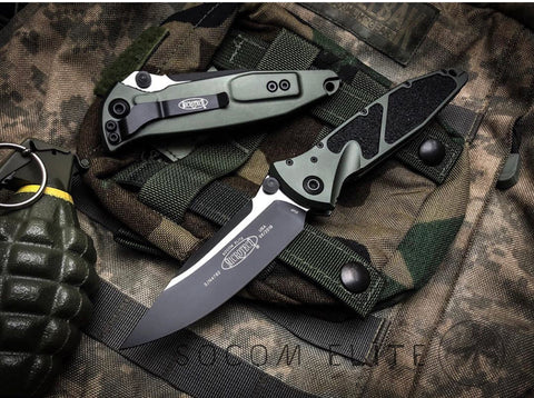 Microtech Socom Elite Manual OD Green (4" Black) 160-1OD