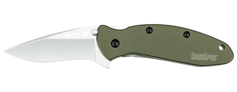 Kershaw Scallion Olive Spring Assisted Knife (2.25" Bead Plain) 1620OL