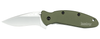 Kershaw Scallion Olive Spring Assisted Knife (2.25" Bead Plain) 1620OL - GearBarrel.com