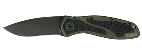 Kershaw Knives Blur Olive Spring Assisted Knife (3.375" Black Plain) 1670OLBLK