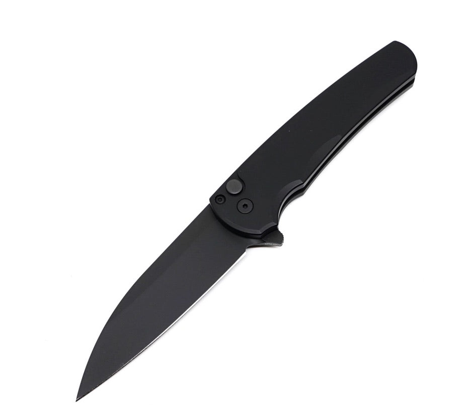 Pro-Tech Malibu Flipper - Black Handle - DLC Wharncliffe - 5103