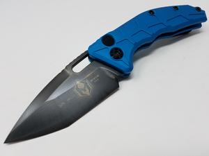 Heretic Knives Blue Martyr T/E Automatic Folder S/A Knife (3.125in DLC Plain 154-CM) H011-6A-BLUE
