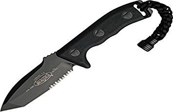 Microtech Currahee Tanto Knife Fixed Blade (4.5" Black Serr) 103-2BL