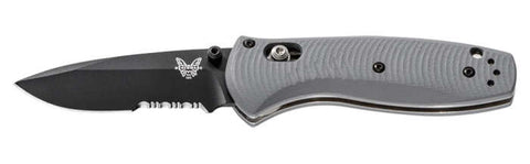 Benchmade Mini Barrage AXIS-Assist Knife Gray G-10 (2.91" Black Serr) 585SBK-2