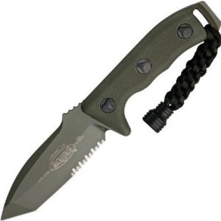 Microtech Currahee Tanto Knife Fixed Blade (4.5" OD Green Serr) 103-2GR - GearBarrel.com