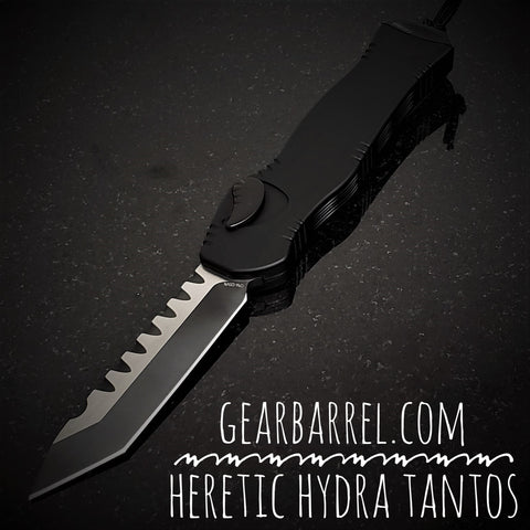 2020 Heretic Knives Hydra OTF  Black Tanto (3.625" 2 Tone DLC)