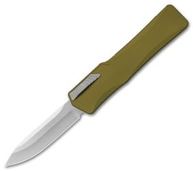 Heretic Knives Cleric Clip Point OTF Automatic Knife Green (3.5" Stonewash) - GearBarrel.com