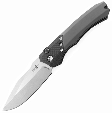 Heretic Knives Wraith Auto Gray Carbon Fiber Bolster Stonewash Standard Blade H000-2A-GRAY