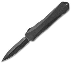 Heretic Knives Manticore-X Double Edge OTF Black (3.75" Battleworn Black) H032-5A