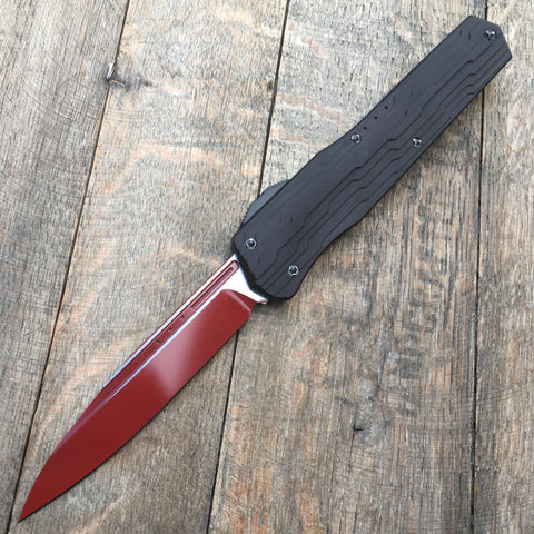 Microtech Cypher S/E OTF Automatic Knife Black (4" Red) 241-1SL
