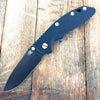 Hinderer Knives: 3.5" XM-18 Slicer Non-Flipper Black & Blue G-10   (Black DLC) - GearBarrel.com