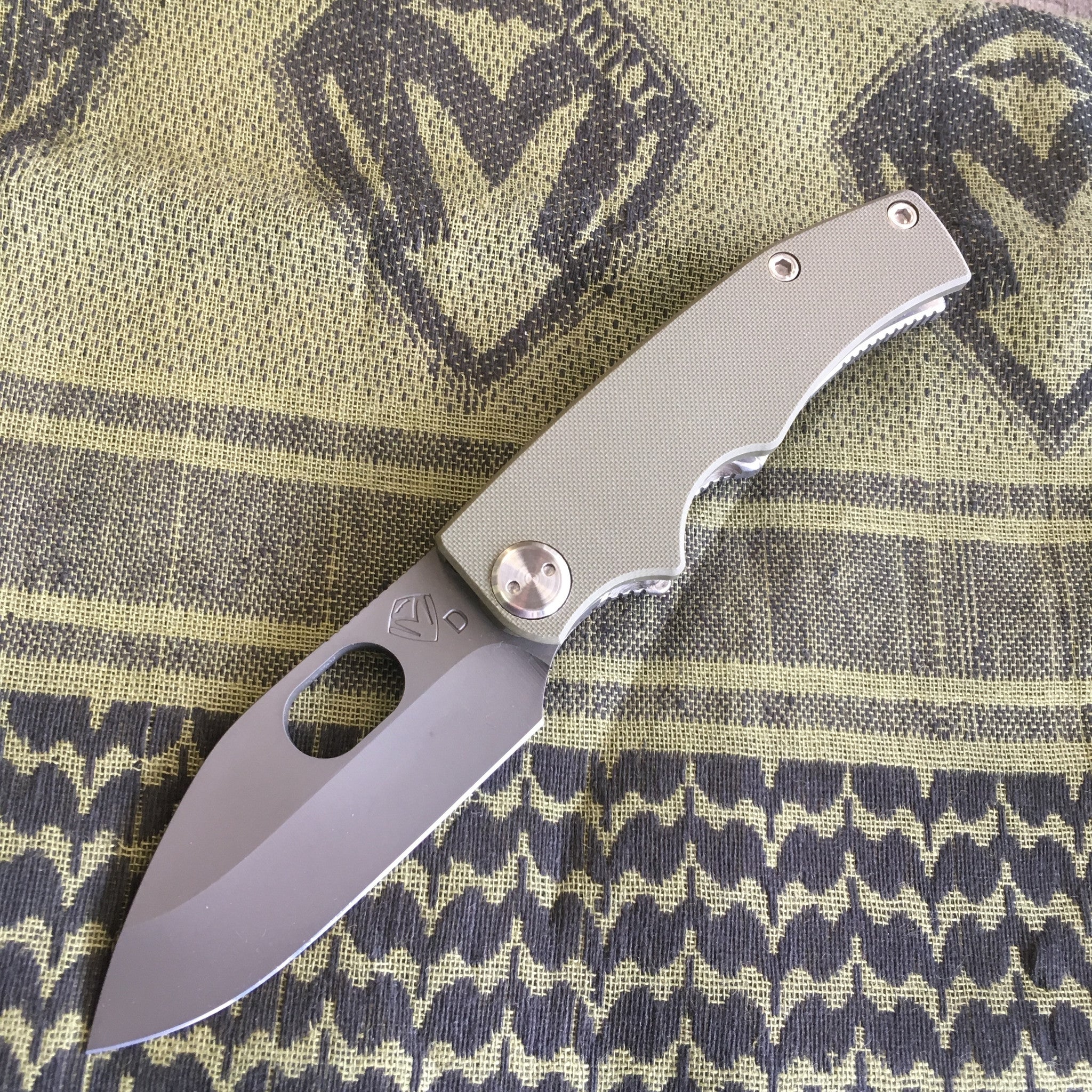 Medford Knife & Tool 187RMP  OD Green G-10 (3.35" GREY PVD) - GearBarrel.com