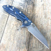 Hinderer Knives Fatty XM-18 Wharncliffe  Black & Blue (3.5" Stonewashed Finish) Blue Ano. - GearBarrel.com