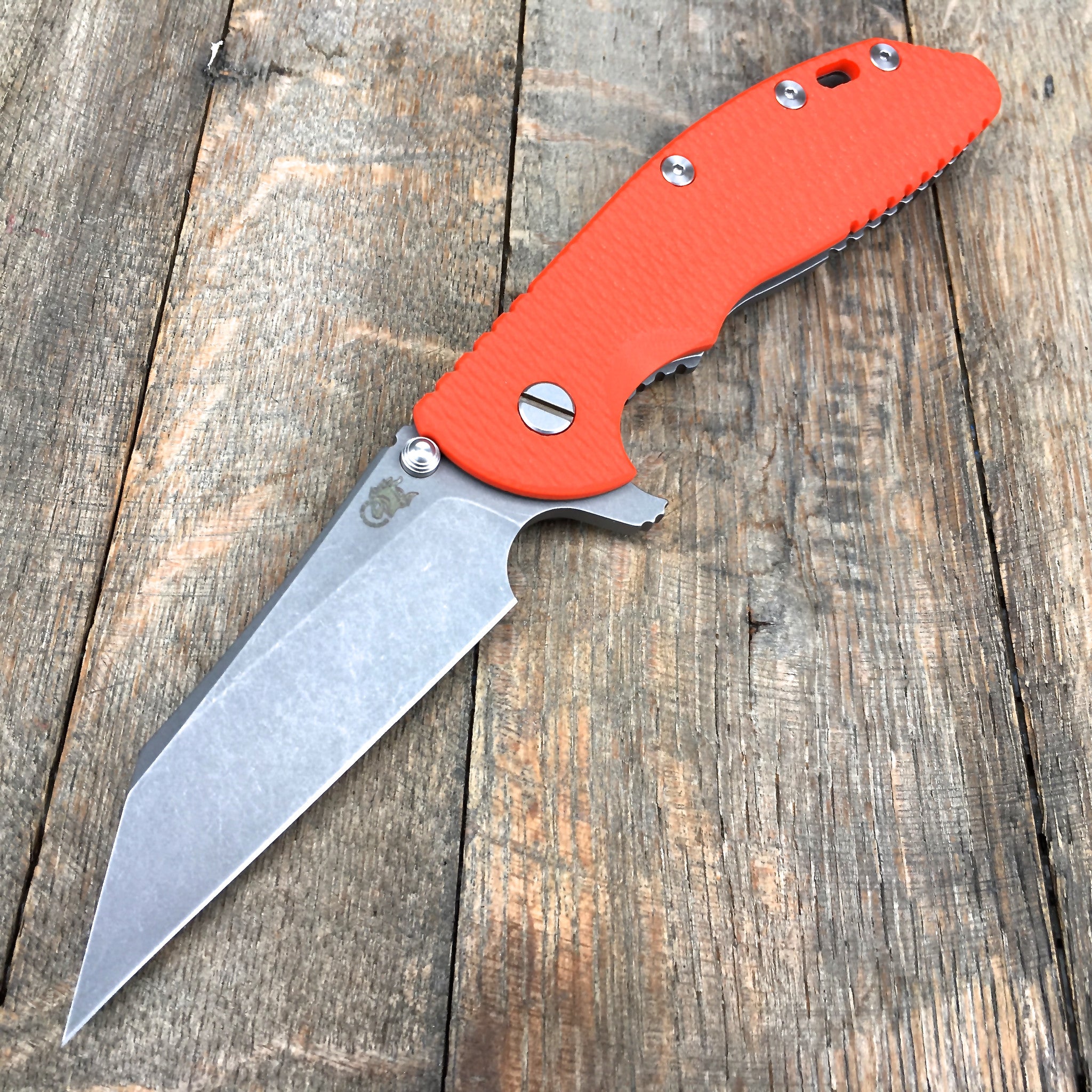 Hinderer Knives XM-24 Wharncliffe  Orange (4" Working Finish) - GearBarrel.com