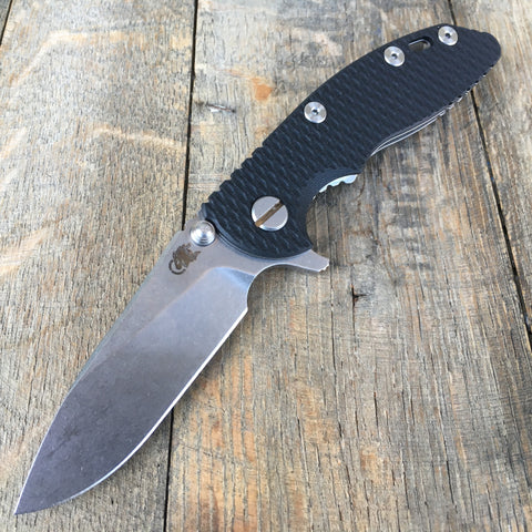 Hinderer Knives XM-18 Slicer Flipper Knife Black G-10 (3" Stonewash)
