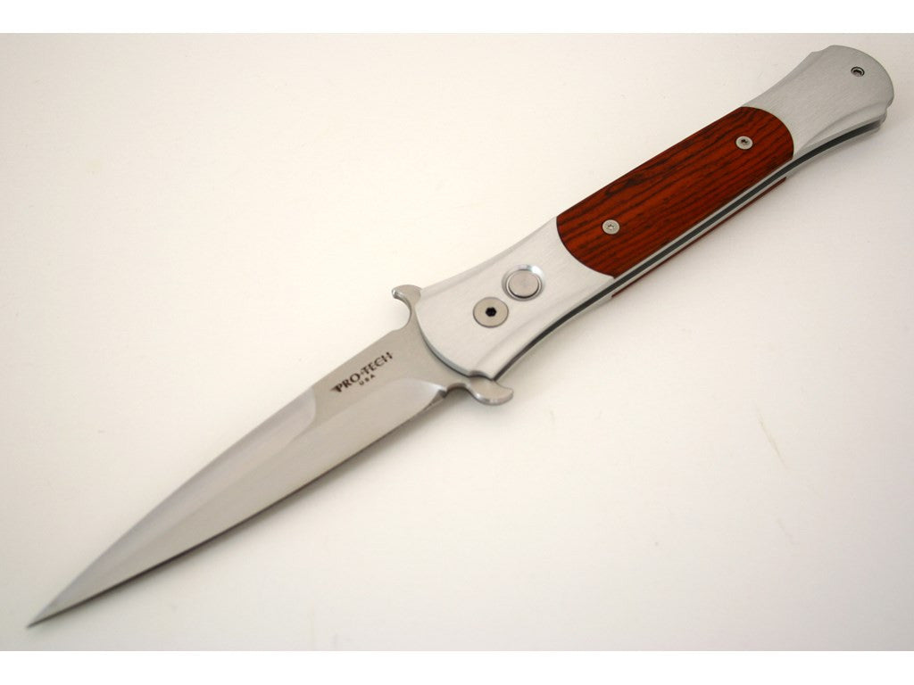 Protech Large Don Silver Automatic Knife Cocobolo (4.5" Satin) 1908-C - GearBarrel.com