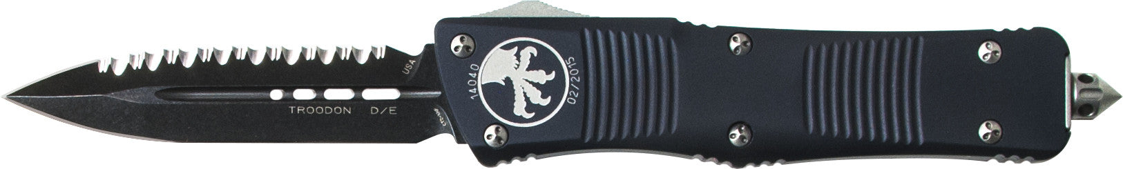 Microtech Troodon D/E OTF Automatic Knife (3" Black Full Serr) 138-3 - GearBarrel.com