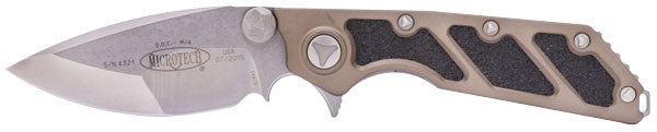 Microtech DOC Flipper Knife Tan (3.75" Stonewash Plain) 153-10TA - GearBarrel.com