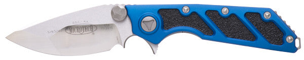 Microtech DOC Flipper Folder Blue (3.75" Satin Plain) 153-4BL - GearBarrel.com