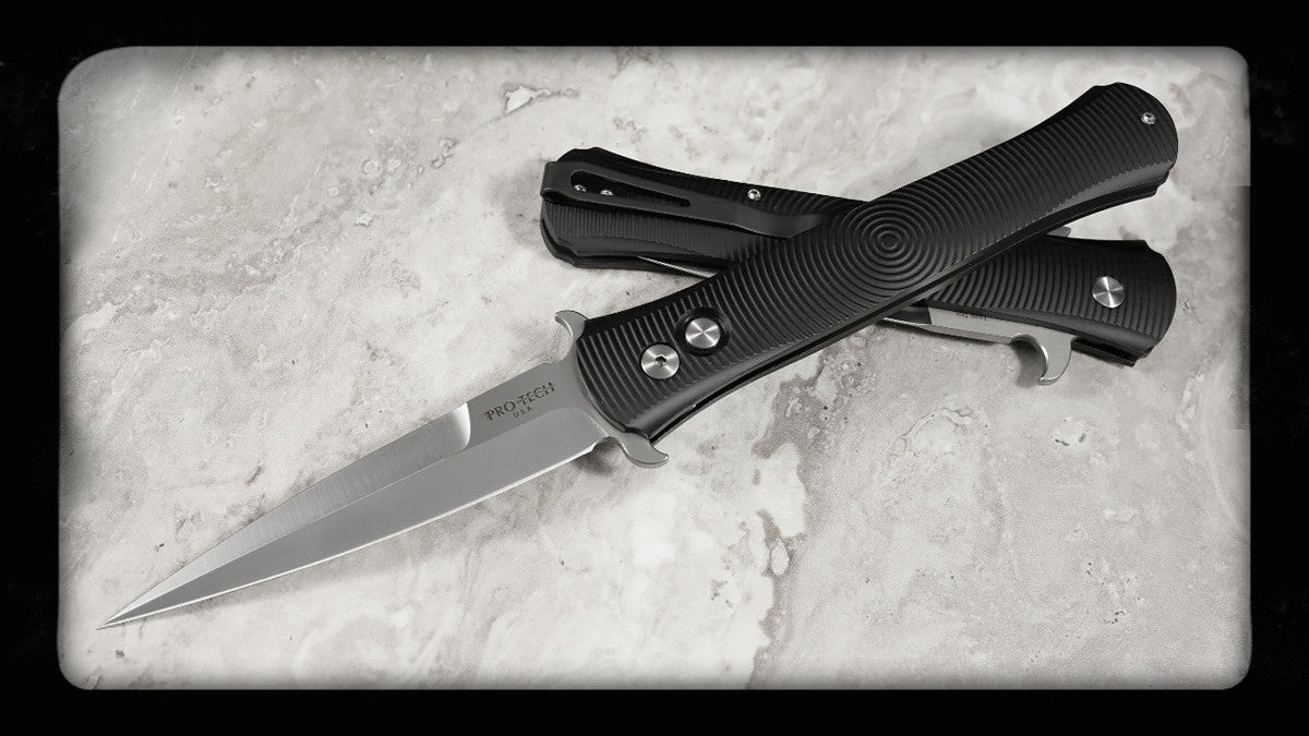 Protech Large Don Automatic Knife 3D Ring Pattern (4.5" Satin) 1925 - GearBarrel.com