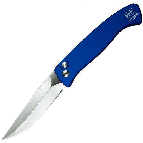 PRO-TECH 1221-BLUE BLUE SMALL BREND #2 AUTO KNIFE, 154CM SATIN BLADE