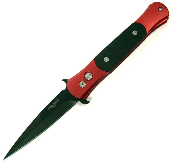 Protech Red Don Automatic Knife w/ Black G-10 (Black PLN) 1734 - GearBarrel.com