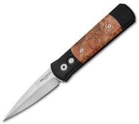 Protech Godson Automatic Knife Dyed Box Elder Burl (3.15" Satin) 706-DB - GearBarrel.com