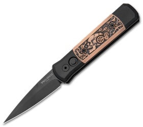 Protech Godson Limited Edition Steampunk Automatic Knife Copper (3.15" Black) 7SP-3