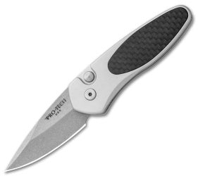 Protech Sprint Automatic Knife Silver/ Carbon Fiber (1.95" Stonewash) 2910
