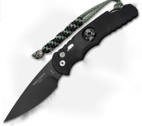 Protech TR-4 Limited Edition Johnny Skull Automatic Knife (4" Black) J10R
